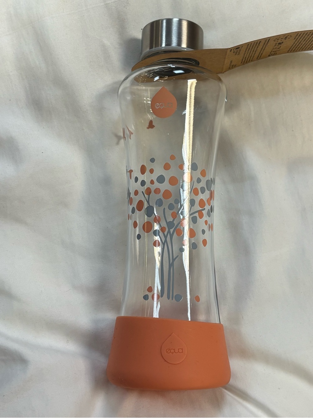 EQUA Coral Dot Glass Water Bottle with Silicone Base